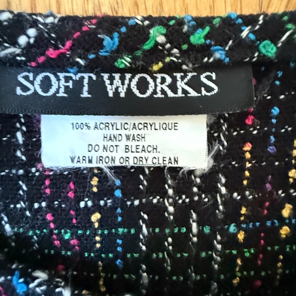 Super Cute Vintage 90s Colour-pop tweed jacket in black with teal, pink, yellow - Picture 9 of 9